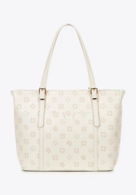 Damska shopperka z imitacji skóry z tłoczeniem kremowa Wittchen