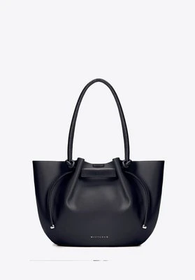 Damska shopperka z imitacji skóry z troczkami czarna Wittchen
