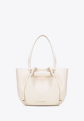 Damska shopperka z imitacji skóry z troczkami kremowa Wittchen