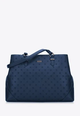 Damska shopperka z kieszenią na laptopa granatowa Wittchen