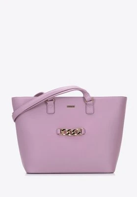 Damska shopperka z łańcuchem na przodzie jasny fiolet Wittchen