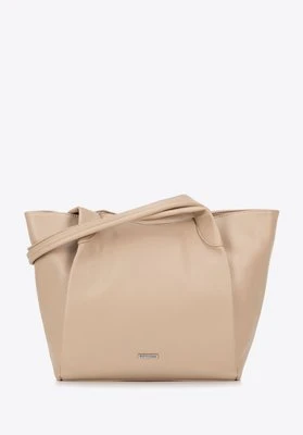 Damska shopperka z miękkiej ekoskóry beżowa Wittchen