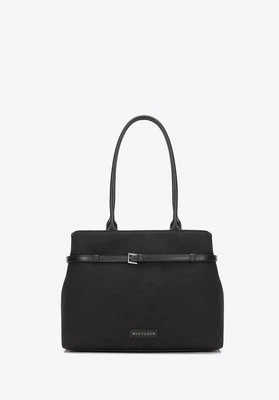 Damska shopperka z ozdobnym paskiem na froncie czarno - złota Wittchen
