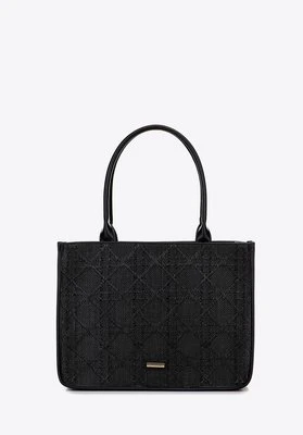 Damska shopperka z plecionką czarna Wittchen