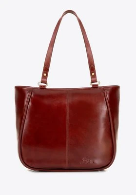 Damska shopperka z połyskującej skóry naturalnej koniakowa Wittchen