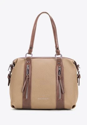 Damska shopperka z rączkami z ekoskóry beżowa Wittchen