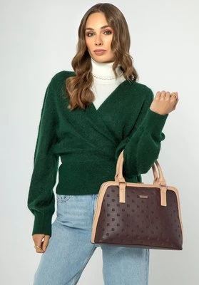 Damska shopperka z tłoczonym monogramem na przodzie brązowa Wittchen