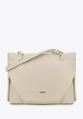 Damska shopperka z ukośnymi kieszeniami kremowa Wittchen