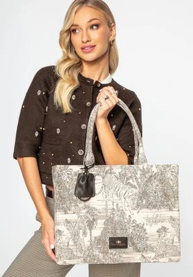Damska shopperka żakardowa we wzory beżowa Wittchen