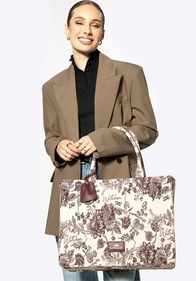 Damska shopperka żakardowa we wzory bordowo - beżowa Wittchen