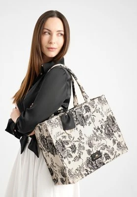 Damska shopperka żakardowa we wzory kremowo - czarna Wittchen