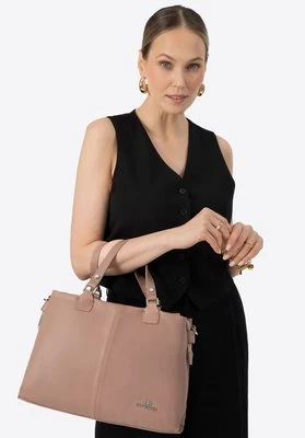 Damska shopperka ze skóry dwukomorowa beżowa Wittchen