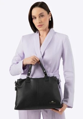 Damska shopperka ze skóry dwukomorowa czarna Wittchen