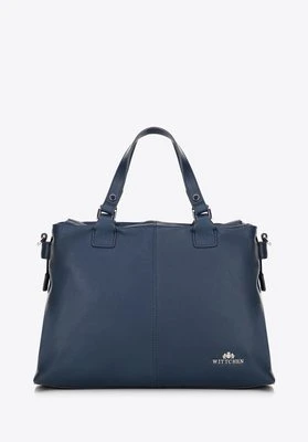 Damska shopperka ze skóry dwukomorowa granatowa Wittchen