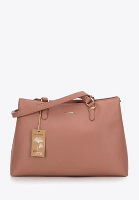 Damska shopperka ze skóry ekologicznej dwukomorowa różowa Wittchen