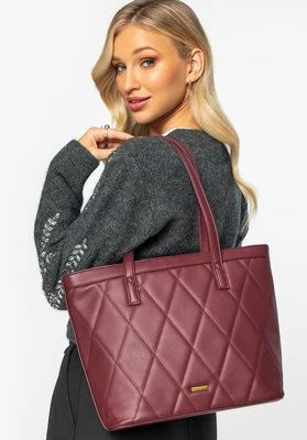 Damska shopperka ze skóry ekologicznej w pikowanie bordowa Wittchen