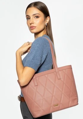 Damska shopperka ze skóry ekologicznej w pikowanie różowa Wittchen
