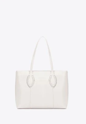 Damska shopperka ze skóry ekologicznej z plecionymi akcentami kremowa Wittchen
