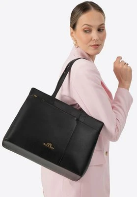 Damska shopperka ze skóry groszkowa czarna Wittchen