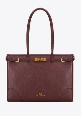 Damska shopperka ze skóry naturalnej o fakturze groszkowej bordowa Wittchen