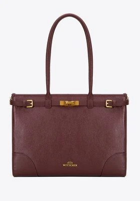 Damska shopperka ze skóry naturalnej o fakturze groszkowej bordowa Wittchen