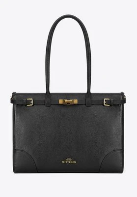Damska shopperka ze skóry naturalnej o fakturze groszkowej czarna Wittchen