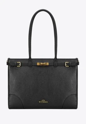 Damska shopperka ze skóry naturalnej o fakturze groszkowej czarna Wittchen
