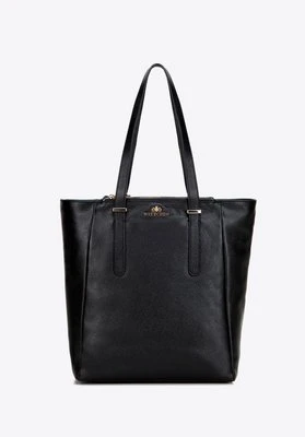 Damska shopperka ze skóry naturalnej o fakturze groszkowej czarna Wittchen