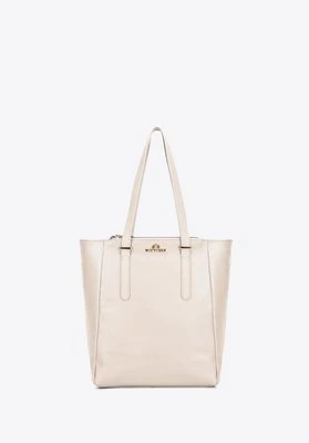 Damska shopperka ze skóry naturalnej o fakturze groszkowej kremowa Wittchen