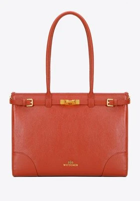 Damska shopperka ze skóry naturalnej o fakturze groszkowej pomarańczowa Wittchen