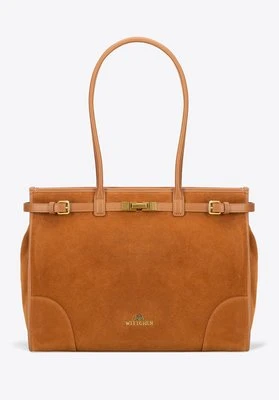 Damska shopperka ze skóry naturalnej o fakturze zamszu jasny brąz Wittchen