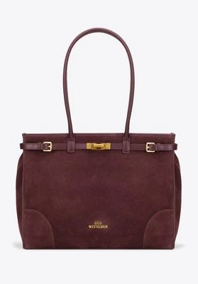 Damska shopperka ze skóry naturalnej o fakturze zamszu śliwkowa Wittchen