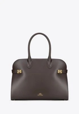 Damska shopperka ze skóry naturalnej z błyszczącymi elementami brązowa Wittchen