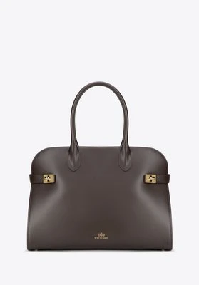 Damska shopperka ze skóry naturalnej z błyszczącymi elementami brązowa Wittchen