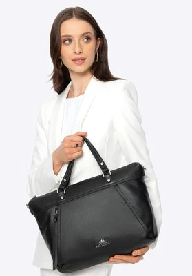 Damska shopperka ze skóry naturalnej z chwostem czarna Wittchen