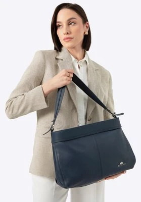 Damska shopperka ze skóry naturalnej z odpinaną rączką granatowa Wittchen