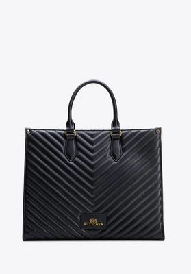 Damska shopperka ze skóry naturalnej z przeszyciami czarna Wittchen