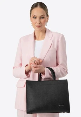 Damska shopperka ze skóry saffiano czarno - srebrna Wittchen