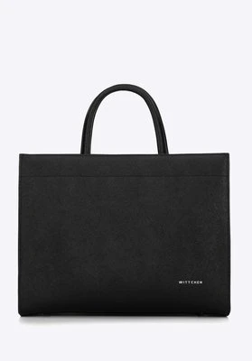 Damska shopperka ze skóry saffiano czarno - srebrna Wittchen