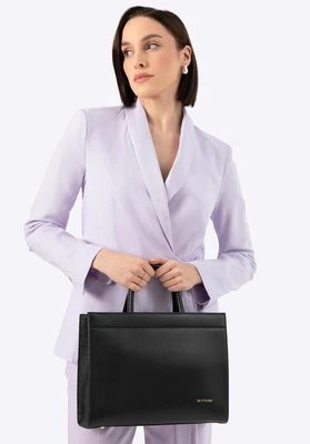 Damska shopperka ze skóry saffiano czarno - złota Wittchen