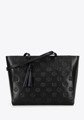 Damska shopperka ze skóry w sygnaturę czarno - złota Wittchen