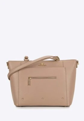 Damska shopperka ze skóry z kieszonkami beżowa Wittchen