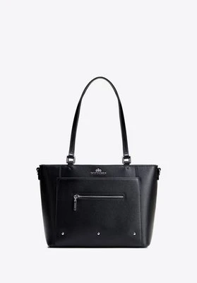 Damska shopperka ze skóry z kieszonkami czarno - srebrna Wittchen