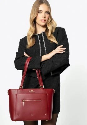 Damska shopperka ze skóry z kieszonkami czerwona Wittchen