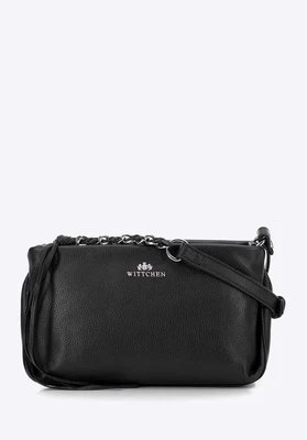 Damska skórzana listonoszka z ozdobnymi elementami czarno - srebrna Wittchen