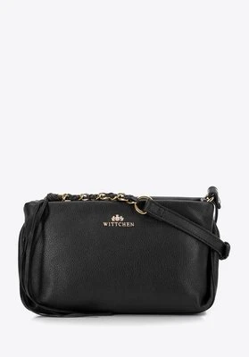 Damska skórzana listonoszka z ozdobnymi elementami czarno - złota Wittchen