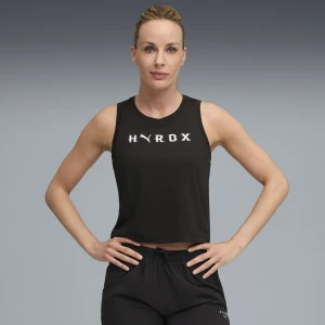 Damska skrócona koszulka na ramiączkach PUMA x HYROX CLOUDSPUN ThermoAdapt, Odzież, Czarny,