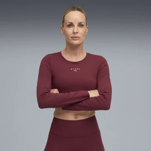Damska skrócona koszulka PUMA x HYROX SHAPELUXE z długim rękawem, Odzież, Czerwony,