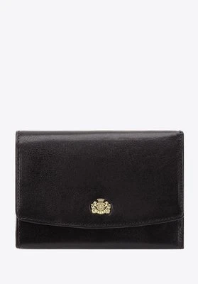 Damska średnia portmonetka ze skóry naturalnej mieszcząca dowód rejestracyjny czarna Wittchen