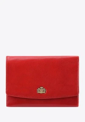 Damska średnia portmonetka ze skóry naturalnej mieszcząca dowód rejestracyjny czerwona Wittchen
